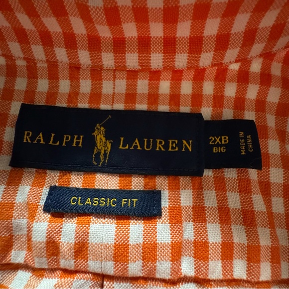 Ralph Lauren Big & Tall Button Down - Orange Plaid - Picture 3 of 7